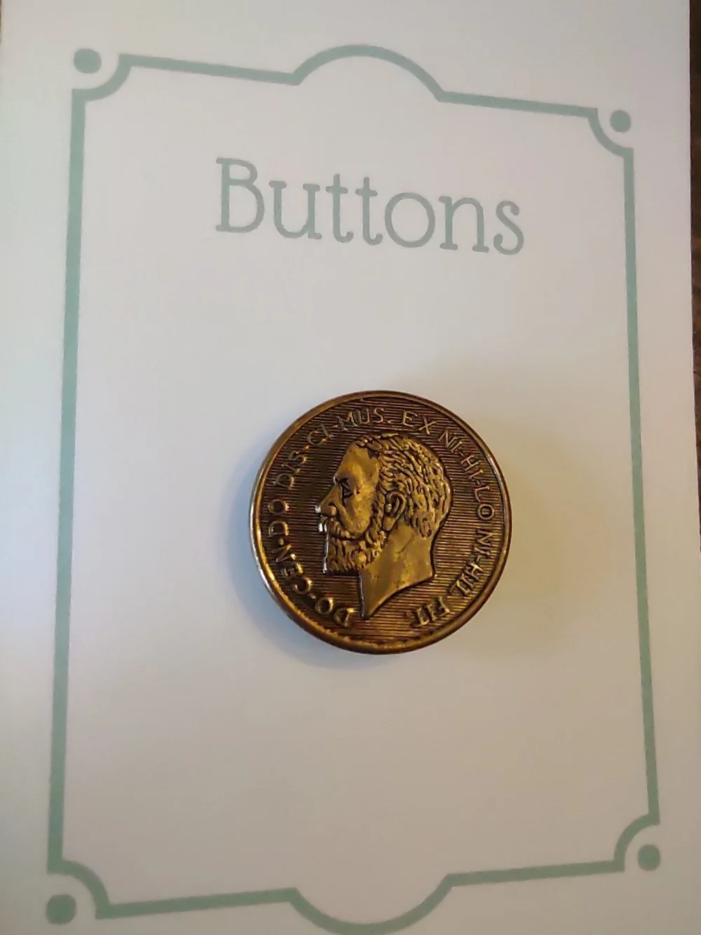 vintage Masonic button Brass-Tone Round Shank Button King George